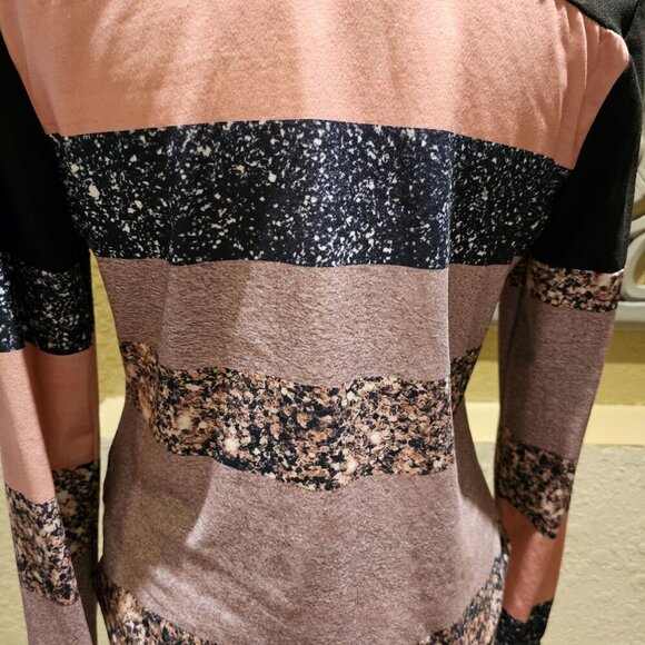 Color block Button-Up Long Sleeve Shirt M Patchwork Disco Boho 90's 70's Trucker - Picture 12 of 12